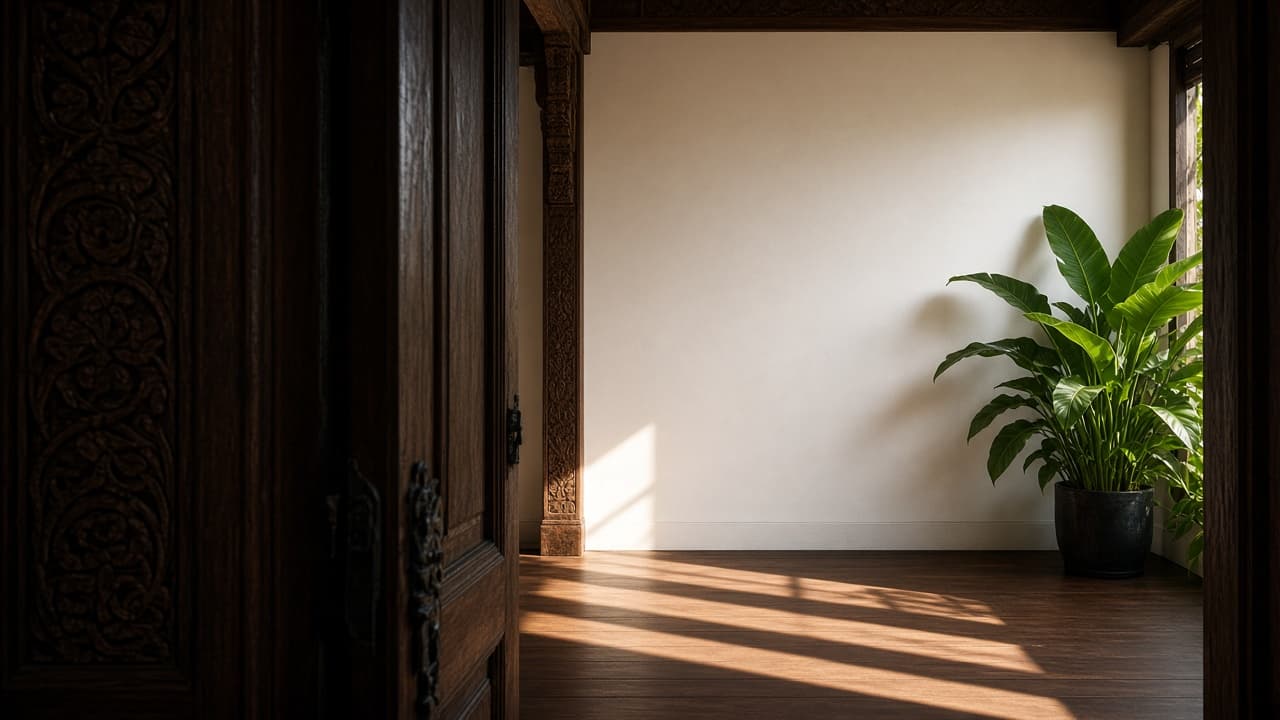 Open gesneden deuropening met zicht op een zonnige kamer
